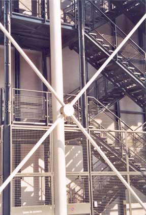 metal staircase on building facade